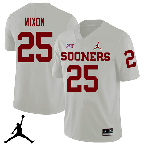 Jordan Brand Men #25 Joe Mixon Oklahoma Sooners 2018 College Football Jerseys Sale-White - Click Image to Close